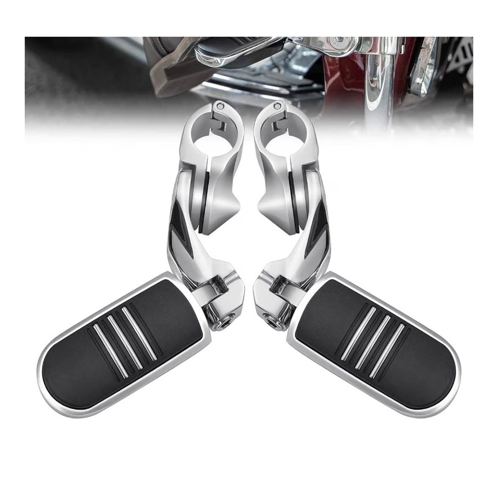 Kemimoto Motorcycle Highway Pegs Adjustable 1.25" Footrests Chrome F1802-00402CH